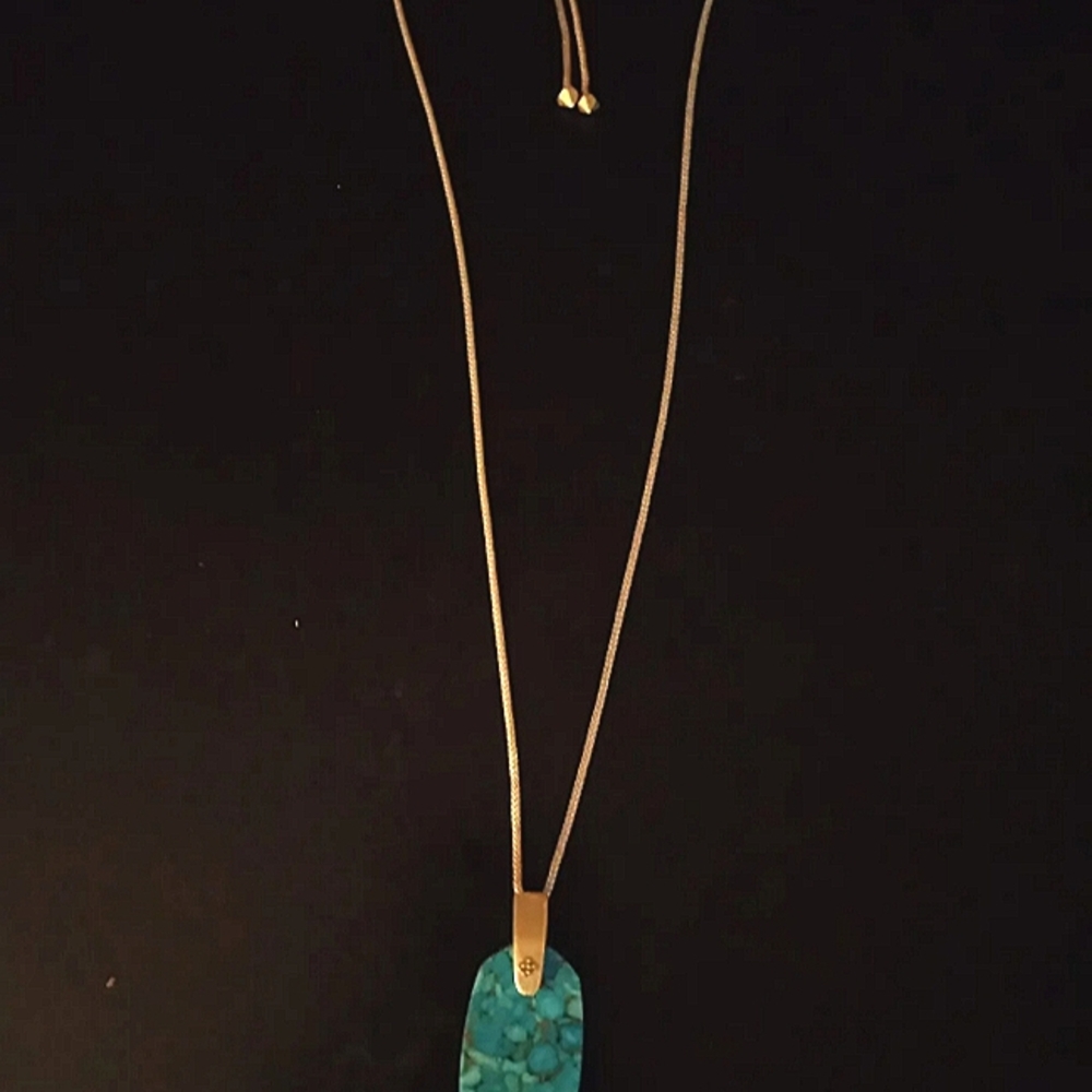 Kendra Scott 18" Silver Tone Turquoise Magnesite Pendant Necklace